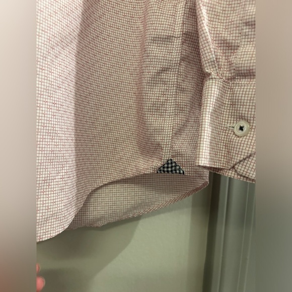 Banana Republic Non-Iron Button Down Shirt Standard Fit Mens Large Pink White - Picture 8 of 11